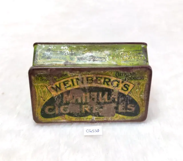 1950s Vintage Weinberg's Mahalla Cigarette Advertising Tin Box London CG550