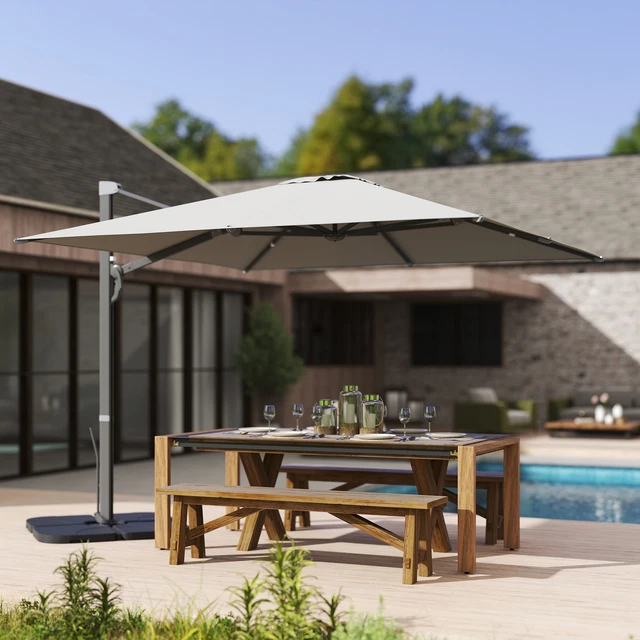 Habitat Et Jardin Ampelschirm Sun 3 – 3x3 M, Schwarz, Aluminiumgestell, Polyester 200 G/m²
