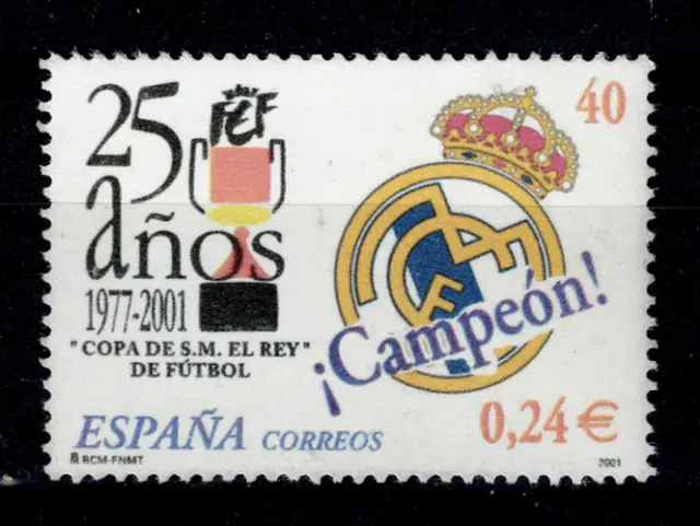 NE Real Madrid ERROR nuevo ** MNH no expendido sello de España 2001 Lujo