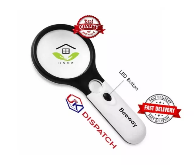 Magnifier Handheld 45X Reading Magnifying Glass Jewelry Loupe With 3 LED Light