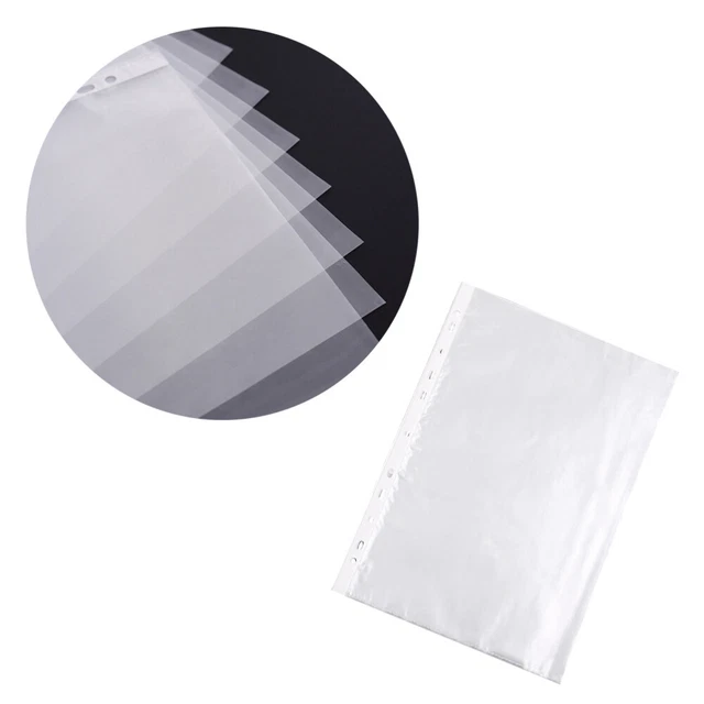 100pcs A4 Transparent 11 Hole Paper Cover Loose Leaf Protect Bag Paper Cover Bag