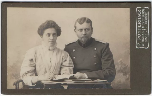 CDV Wittstock Meyenburg Soldat Offizier mit Frau Atelier Donnerhack Foto