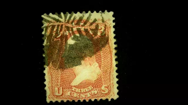 U S Stamps Scott 65 three cent Washington "leaf" cancel ev 50.00