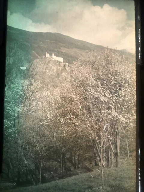 1912 MOUNTAIN PORTRAIT AUTOCHROME GLASS PLATE LIGHT 10x15 PHOTO COLORS
