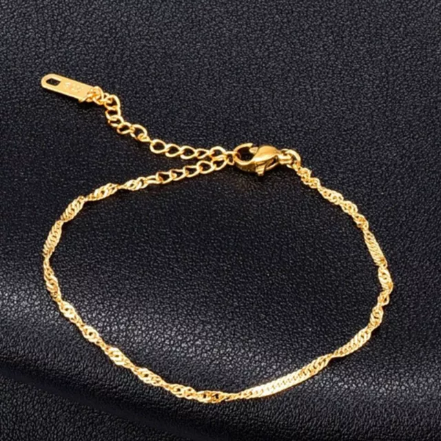 Bracelet de cheville chaîne en acier inoxydable plaqué or pour femme