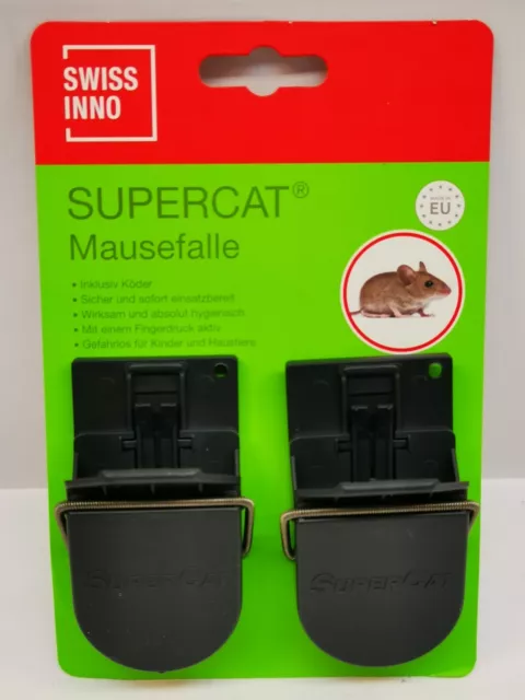 2x Mausefalle SUPERCAT mit Naturköder Swissinno Dauerköder Mäusefalle