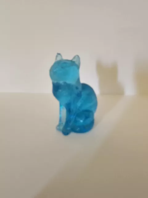 Vintage Mosser Glass Blue Sitting Cat Kitten Figurine