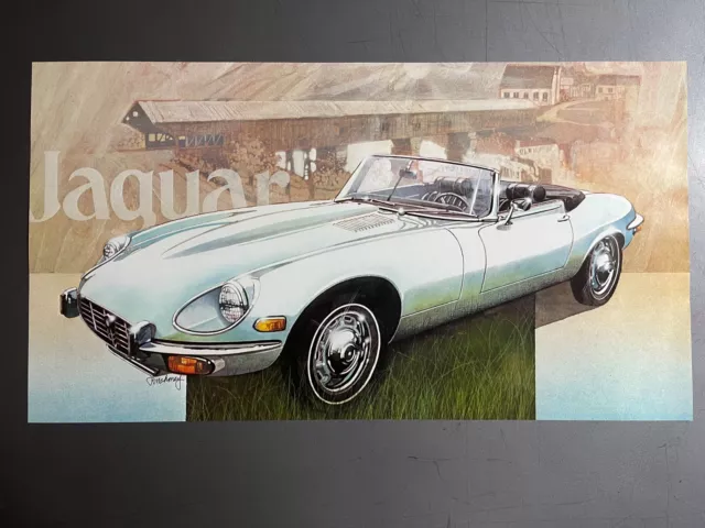 1971 Jaguar XKE V12 Roadster Picture, Print, Poster - RARE!! Frameable Awesome