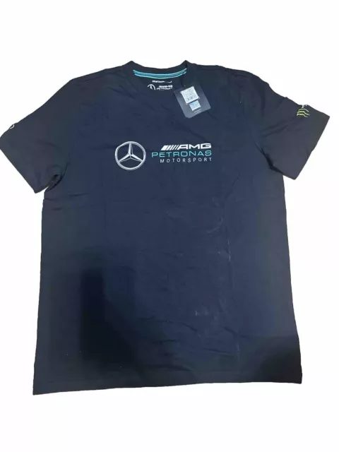 AMG PETRONAS MERCEDES Black T Shirt Mens L F1 Formula One Official