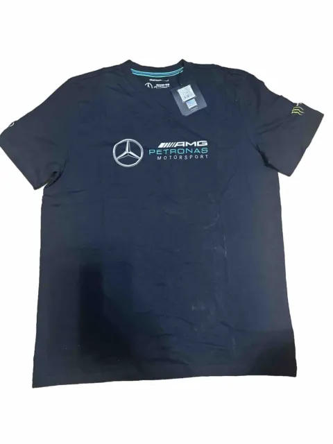 T-shirt nera AMG PETRONAS MERCEDES Uomo L F1 Formula Uno Ufficiale
