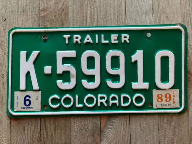 Vintage 1980s Colorado Trailer License Plate Single With Tags K-59910