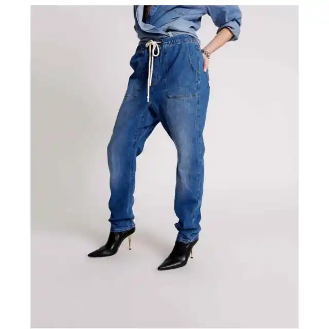 One Teaspoon Resort Blue High Waist Shabbies Drawstring Jeans Womens Size XL