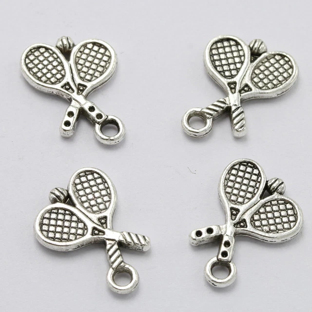20PCS Antique Alloy Badminton Tennis Racket Pendants Charms DIY Jewelry Making