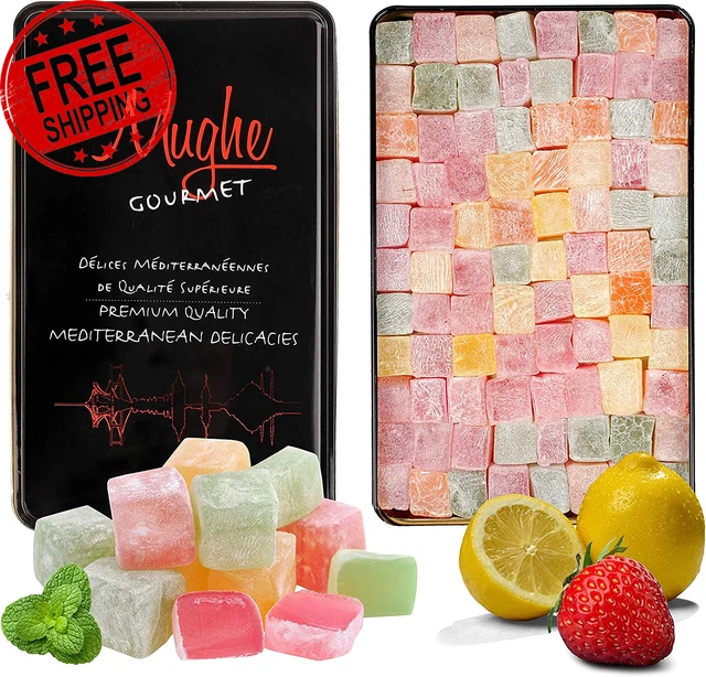 Turkish Delight Candy Elegant Tin Box - 1.65Lb-750G-90Pc - Halal, Vegan Lokum Fr