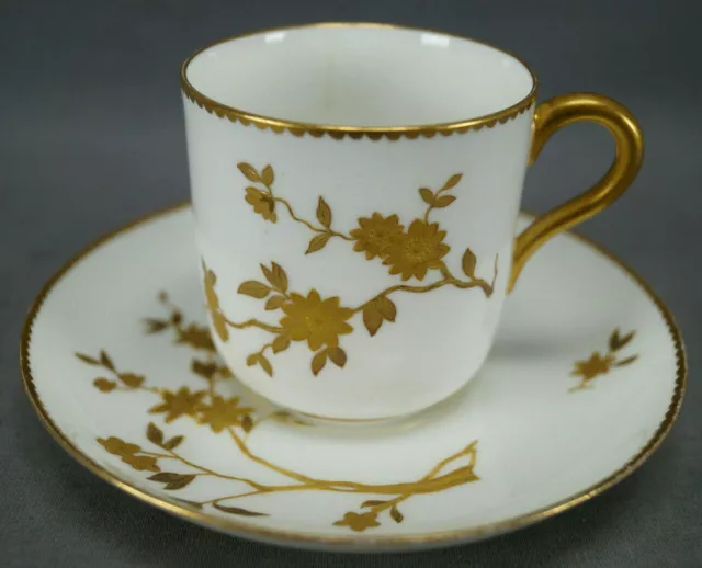 Brownfield Hand Painted Aesthetic Gold Floral Coffee Cup & Saucer Circa 1883