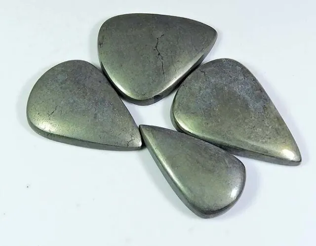 253Cts. Natural Appach Gold Pyrite Pear Cabochon Loose Gemstone 04 Pcs Lot t499