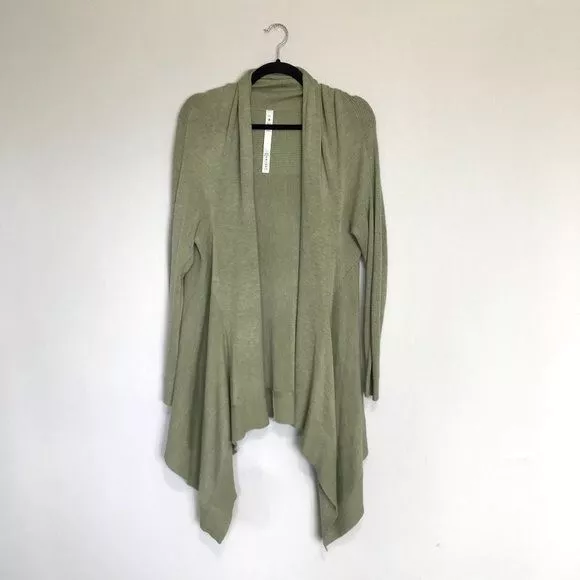 Lululemon Womens Size M/L Cashlu Cardigan Sweater  Heathered Rosemary Green Knit