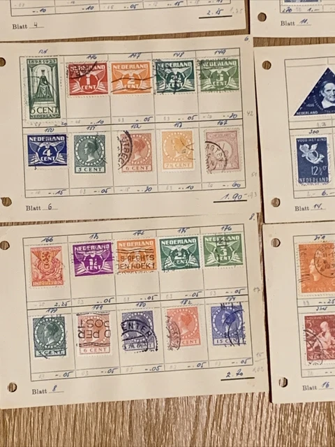 Briefmarken Lot Holland Niederlande uralt 16 Seiten aus einem Album 5