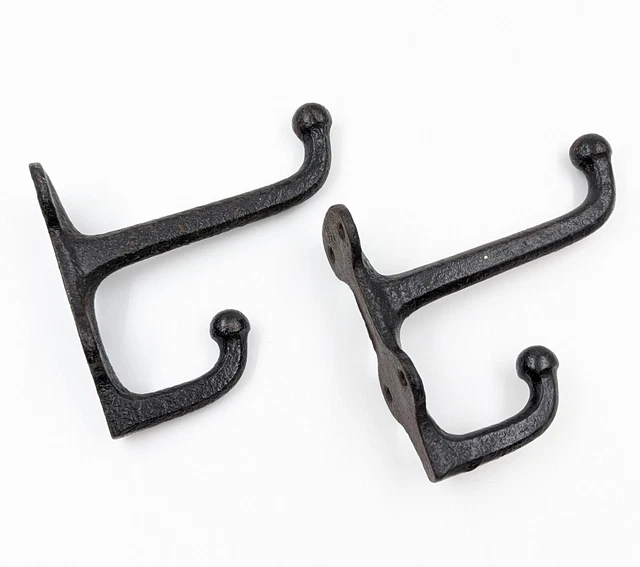 Antique Lot of 2 Cast Iron Tack Harness Double Hooks Horse Barn Coat Hook 6"