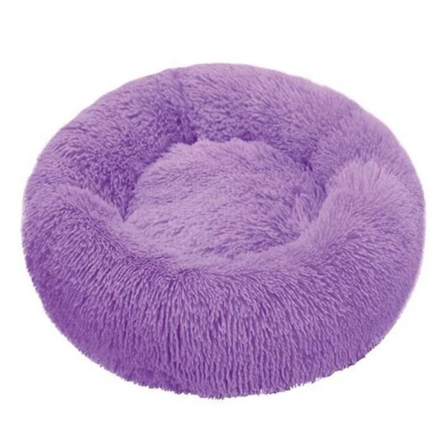 Winter Warm Plush Round Donut Pet Dog Cat Bed Fur Cuddler Soft Puppy Calming Bed