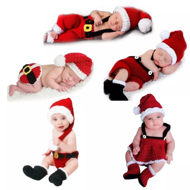 Newborn Christmas Baby Crochet Knit Costume Photography Photo Props Xmas Clothes