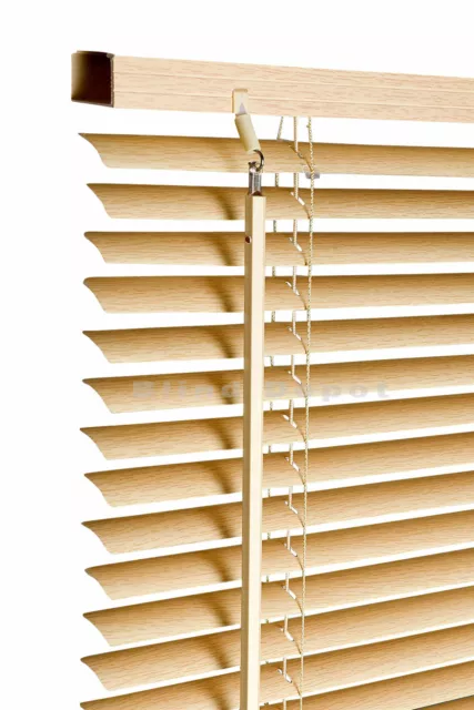 PVC Venetian Blinds Window Blind Black White Grey Or Wooden Grain Effect 2