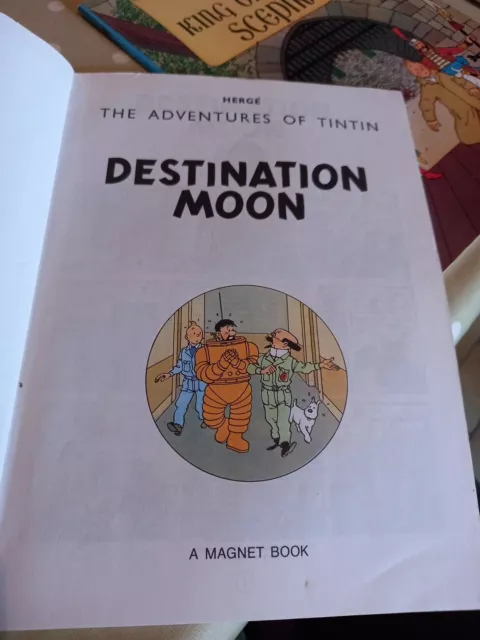 livre Tintin The Adventures of Tintin Destination moon HERGÉ 1987 Anglais 3