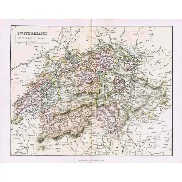 SWITZERLAND and Passes of the Alps - Antique Map c.1880 by MacKenzie