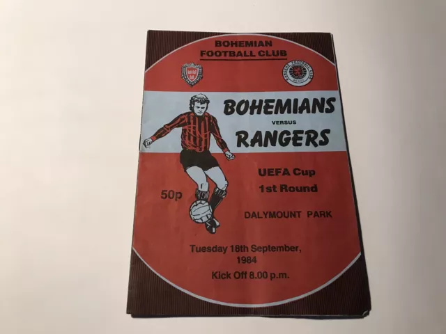 Bohemians v Rangers  1984/85 UEFA Cup 1st round Football Programme