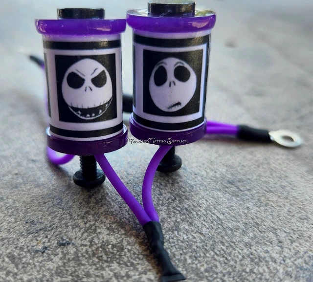 Máquina de tatuaje de 1,25" 8-32 bobinas lavadora púrpura Jack Skellington pesadilla antes
