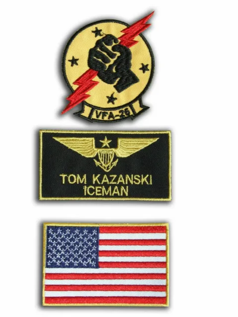 TOM ICEMAN KAZANSKY TOP GUN Movie US NAVY F-14 SQUADRON Name Tag Patch Set  v EUR 19,50 - PicClick IT