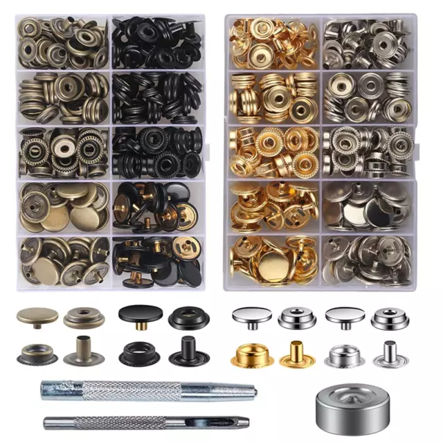 40/80 set Metal Button Snaps Press Studs Tool 12/15mm Leather Snap  Fasteners Kit