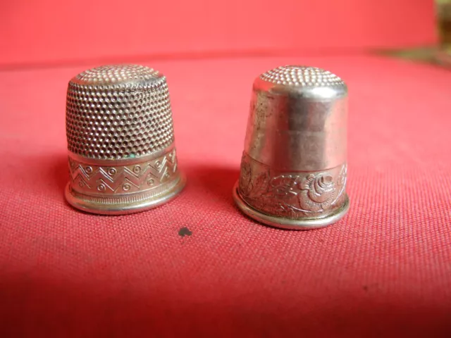 2 X Fingerhut aus Silber geprüft Schneider Nähzeug