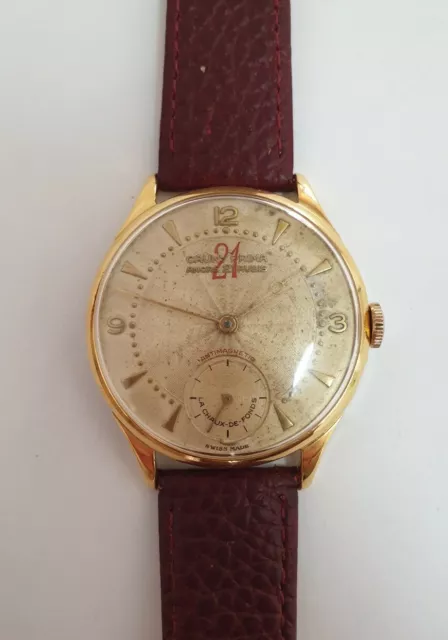 Vintage Watch Cauny Prima Ut 498 Jumbo 21 Rubis