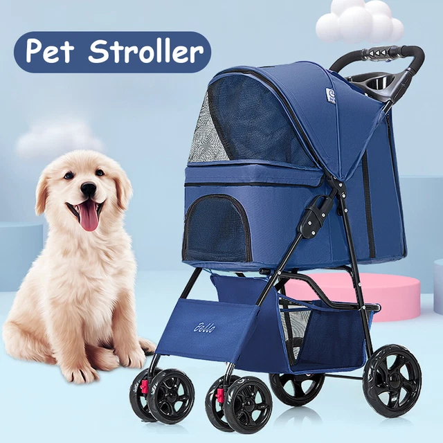 3-in-1 Foldable Pet Stroller - Lightweight Dog & Cat Carrier With Cup Holder Max 66 Lbs
