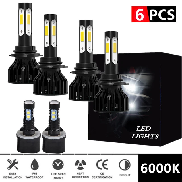 For GMC sierra 1500 2500 HD 3500 1999-2002 White LED Headlights Fog Light bulbs