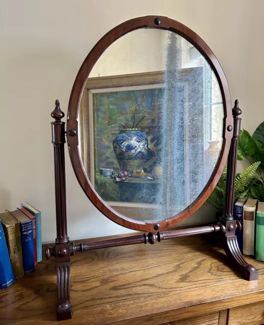 Antique Large Cope & Austin Mahogany Tilt Swing Toilet Dressing Table Mirror