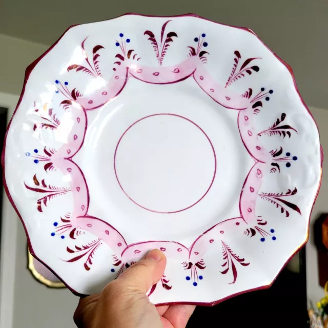 Antique Staffordshire Georgian Early-Mid 1800's Pink Copper 9" Lusterware Plate