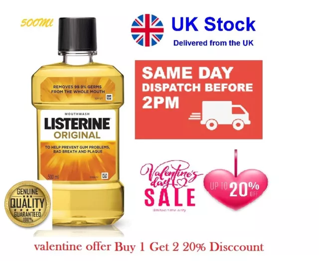 500ml LISTERINE  Original Mouthwash Bad Breath UK {3 Day Delivery}