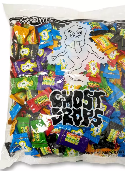 1kg COSMIC GHOST DROPS SPOOKY HALLOWEEN BULK LOLLIES TONGUE PAINTER WRAPPED