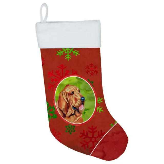 "Caroline's Treasures Bloodhound Red and Green Snowflakes Holiday Christmas S...