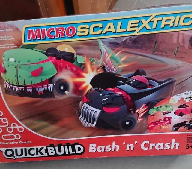 Scalextric Bash 'N' Crash X2 - Vintage, 2 Voitures, Circuit Complet, Boîte D'origine