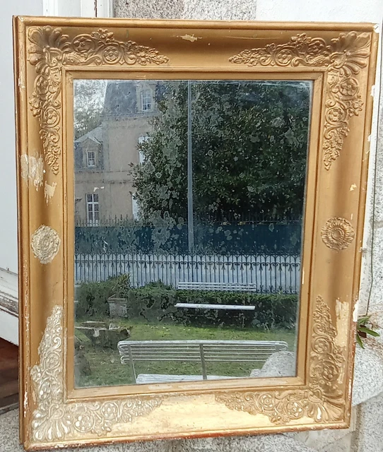Ancien Cadre Miroir Doré Début XIXe – Bois Et Stuc, Restauration