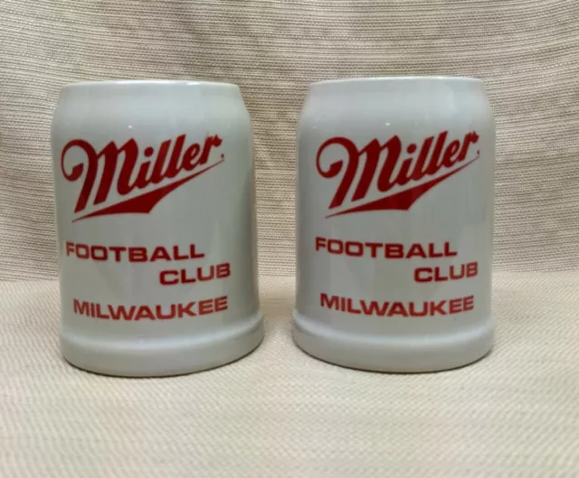 Miller Football Club Milwaukee Beer Stein Mug 0.5 L Rastal W Germany Lot of 2