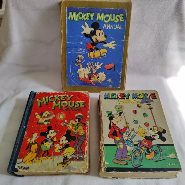 Mickey Mouse Annual Book Lot 1940s Vintage Disney Annuals