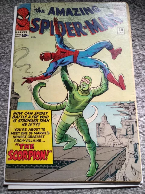Amazing Spider-man #20 - 1st Scorpion 1965 - Unrestored - MCU Marvel comic 🔥🔑