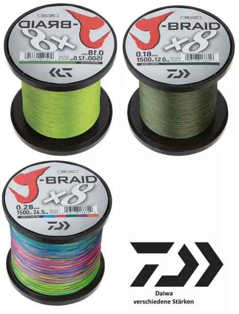 Daiwa J-Braid X8 Wunschlänge je 10m dunkelgrün chartreuse multicolor Angelschnur