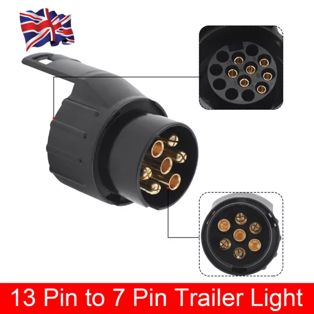 7 to 13 Pin Plug Trailer Truck Electric Adapter Towbar Towing Socket Converter