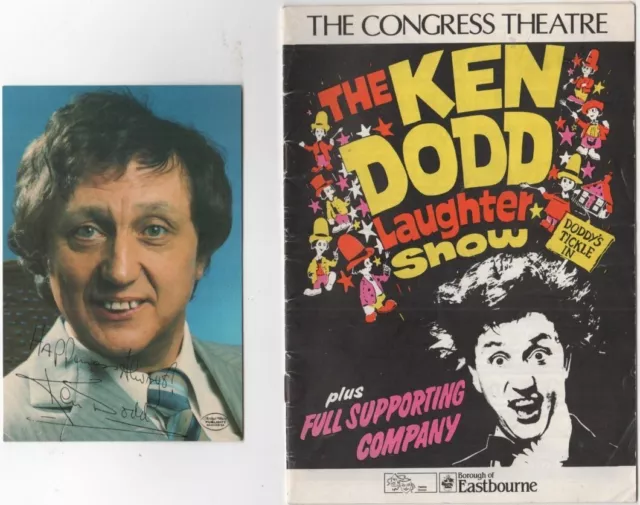 Ken Dodd Postcard Signed & Eastbourne Congress Theatre Programme 1985