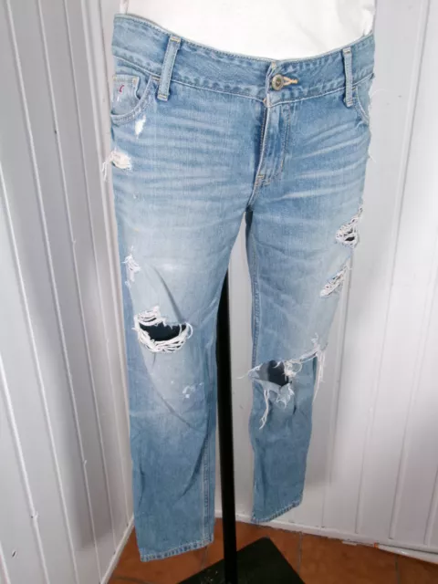 Pantalon jean 100% coton taille basse skinny HOLLISTER W25 34/36 DESTROYED